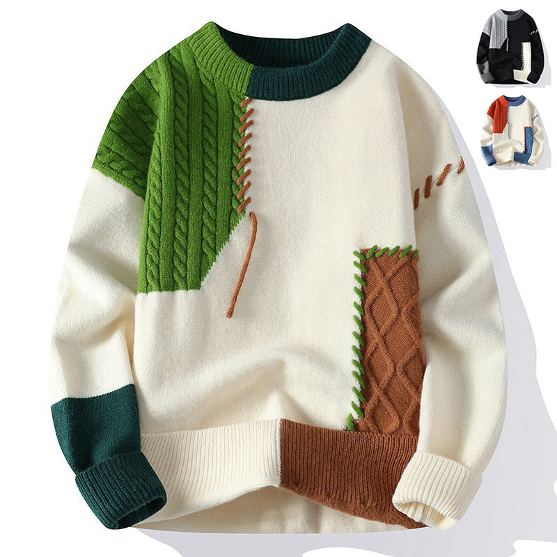 Men’s Colorblock Sweater – Winter Knitted Pullover | Long Sleeve Fashion Top