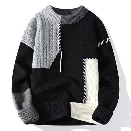 Men’s Colorblock Sweater – Winter Knitted Pullover | Long Sleeve Fashion Top