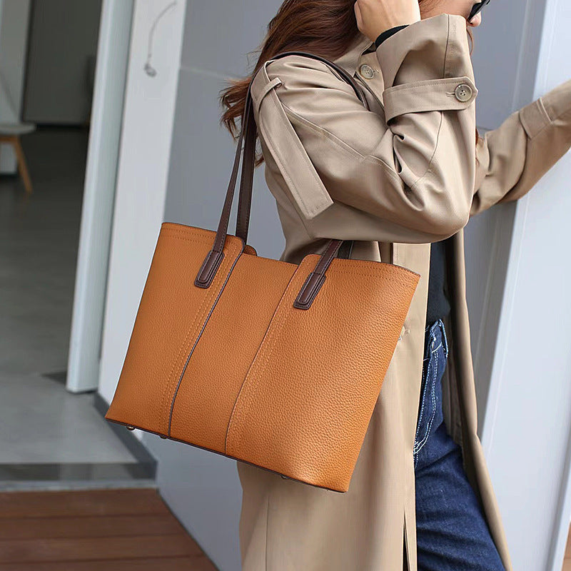 Women’s Large Capacity Commuter Shoulder Bag – Genuine Leather Tote Handbag for Work, Travel & Everyday Use