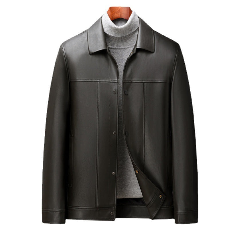 Men’s PU Leather Jacket – Classic Regular Fit Fall Outerwear