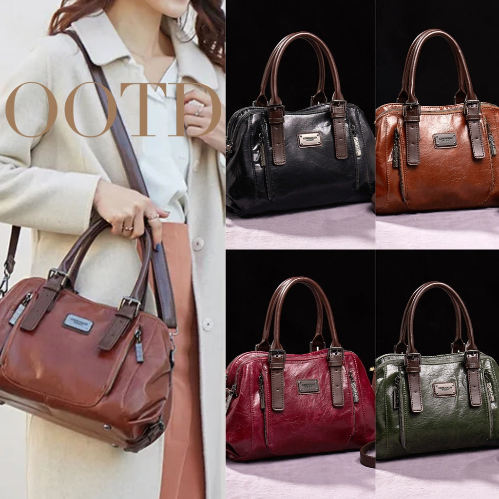 Women’s PU Leather Crossbody Handbag – Fashionable Shoulder Bag with Top Handle & Elegant Splicing Design
