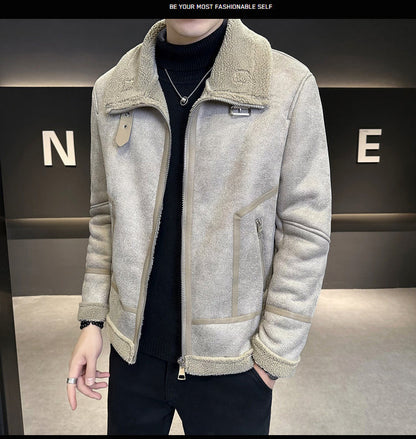 Men’s Winter Faux Leather Jacket – Warm Shearling Lined Biker Coat - Boutique Élégance