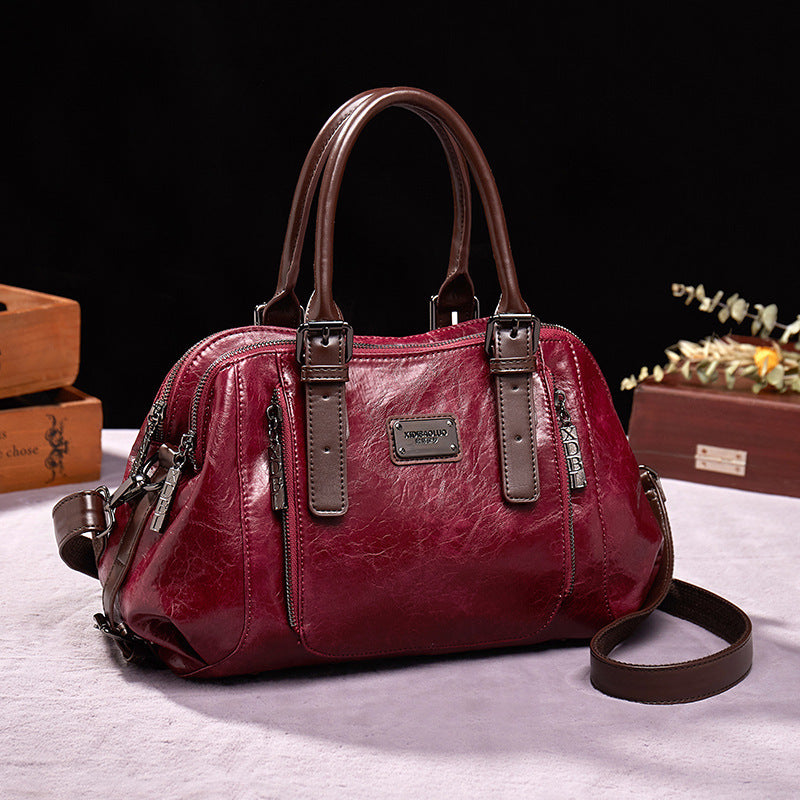 Women’s PU Leather Crossbody Handbag – Fashionable Shoulder Bag with Top Handle & Elegant Splicing Design