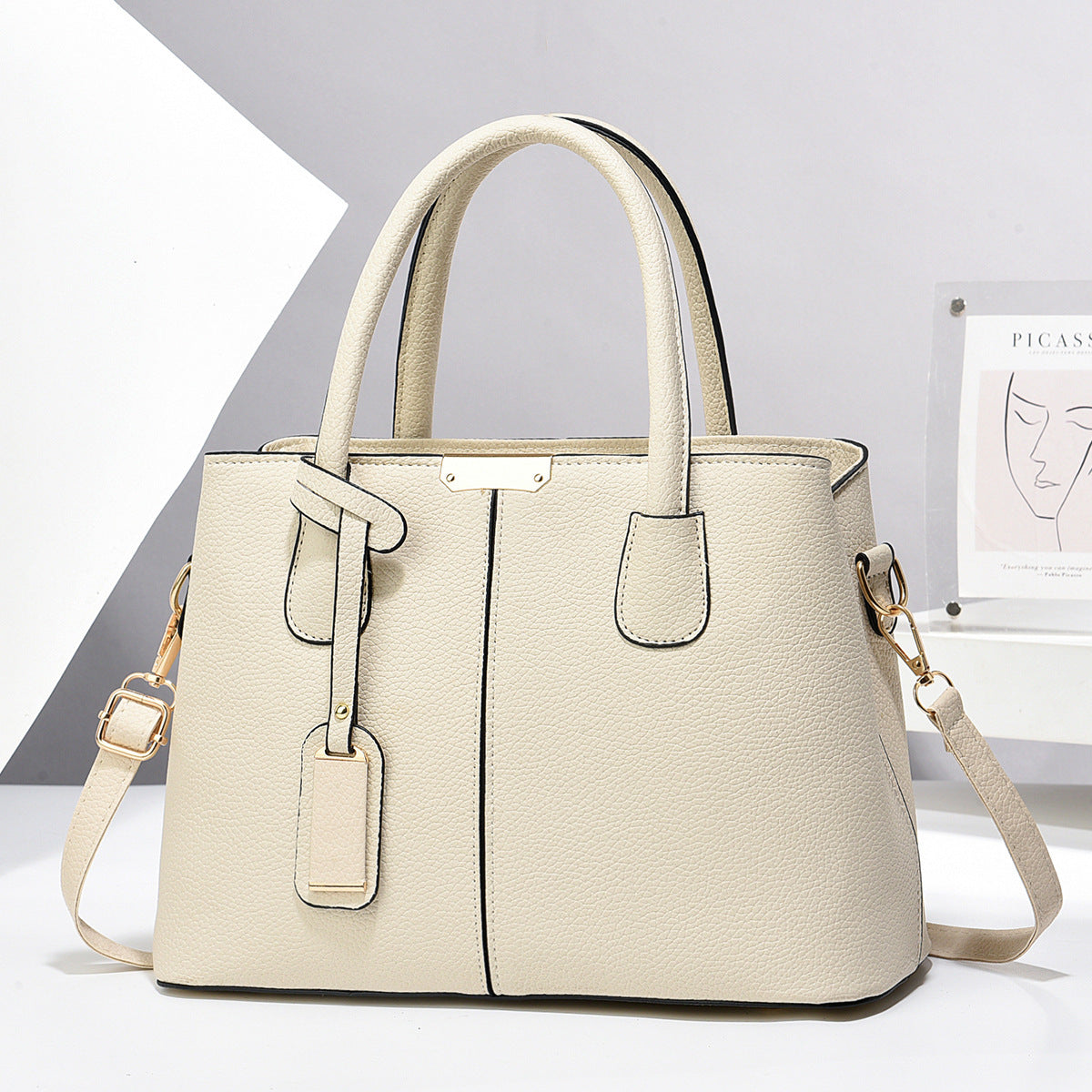 Luxury PU Leather Women’s Handbag – Designer Messenger Tote Shoulder Bag with Top Handle