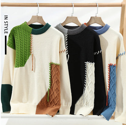 Men’s Colorblock Sweater – Winter Knitted Pullover | Long Sleeve Fashion Top