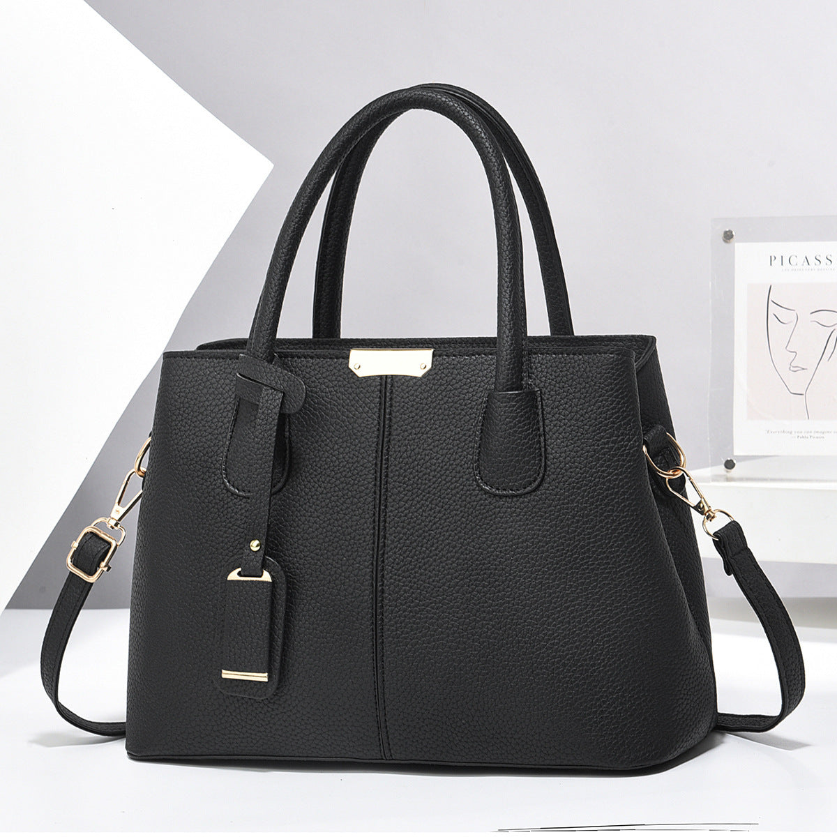 Luxury PU Leather Women’s Handbag – Designer Messenger Tote Shoulder Bag with Top Handle