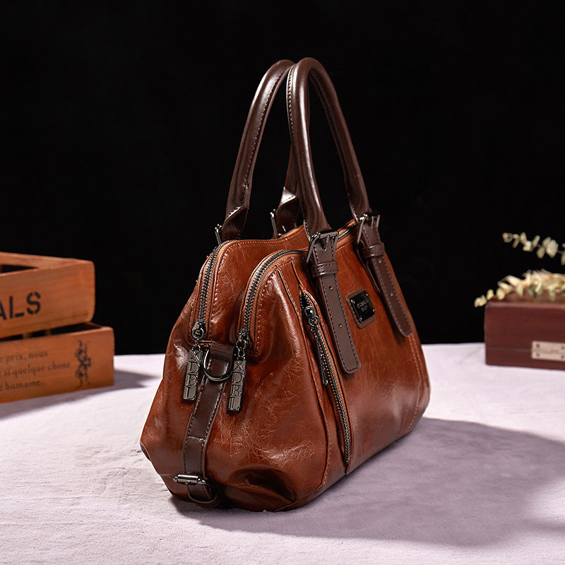 Women’s PU Leather Crossbody Handbag – Fashionable Shoulder Bag with Top Handle & Elegant Splicing Design