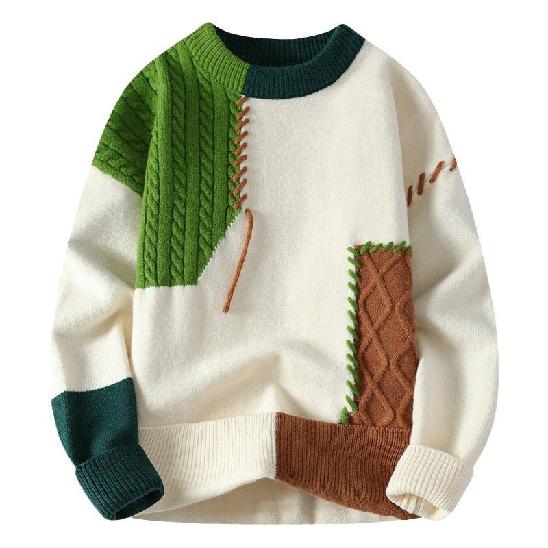 Men’s Colorblock Sweater – Winter Knitted Pullover | Long Sleeve Fashion Top